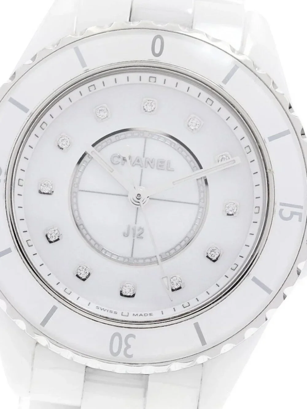 CHANEL J12 H5703 White ceramic 12P diamond white Dial Quartz Ladies Watch_966459